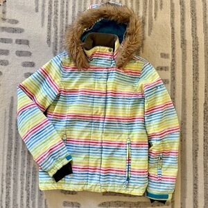 Roxy Girl’s Youth Snowboard Ski Jacket with Faux Fur Trim Hood